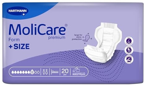 MoliCare Premium Form +SIZE 8 Tropfen: extragroße und besonders schnell saugende Inkontinenzvorlage, zu verwenden mit MoliCare Premium Fixpants, 20 Stück