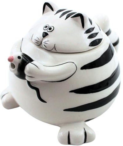 Tetera de cerámica con forma de gato, en blanco, 22 x 16 x 16 cm