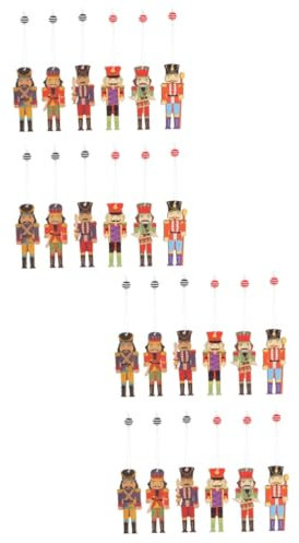 OUNONA 24pcs Nutcracker Ornament Christmas Supply Nutcracker Hanging Pendant Soldier Christmas Puppet Decor