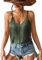 Damen Western-Cowgirl-Fransentop – Country-Konzert-Outfits, Festival, Quastensaum, Boho, Rodeo, Camisole Rave, Tank-Shirt, Grün (Army Green), X-Groß