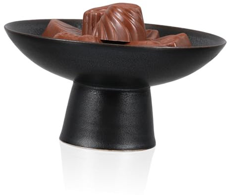 PAMINGONO Black Fruit Bowl Footed Fashion Food Plate Vintage Style Ceramic Fruit Storage Tray Snacks Plate