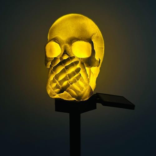 FIYSON Solarlampen Halloween,Scary Skeleton Light Up Skull Stakes,Wasserdicht LED Gartenlampen,Lampe für Halloween Party,für Halloween Party, Rasen Requisiten,Halloween Hof Dekoration (Stil 2)