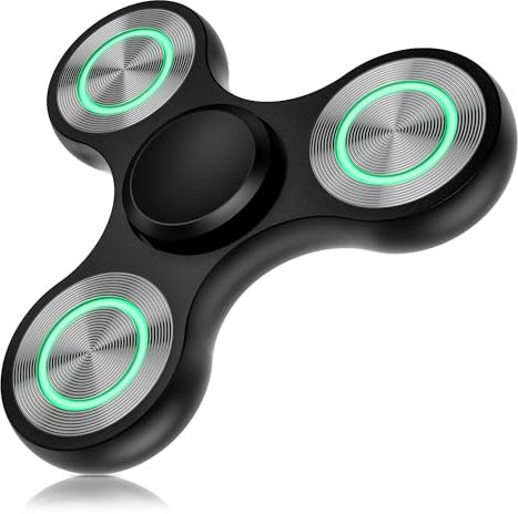 Coolden Fidget Spinner Metall Leuchtend Finger Fidget Toys für Kinder Erwachsene Hand Spinner Stainless Steel Bearing Sensory Handkreisel ADHS Anti Stress Spielzeug Fidget Toy Blau Schwarz