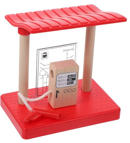 TOYANDONA Holzspielzeug Eisenbahn Tankstelle Zubehör Für Holzeisenbahn Mit Tankstelle Ideal Für Ab 3 Jahren Fördert Kreativität Und Motorische Fähigkeiten Kompatibel Mit Gängigen