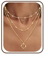 FIOROYAL 3Pcs Kette Gold Damen Layering Halskette Damen 14K Gold Vergoldet Kette Set Wasserfest Kreuz Schmetterling Schleifen Rundee Anhänger Kette für Frauen Mädchen ci