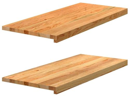 Gecheer 2 STK. Fensterbänke, Fensterbrett, Holz Treppenstufe, Holz Fensterbrett, Fensterbank, Hellbraun 90x40x2 cm Massivholz Eiche