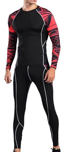 RUMAOZIA Men's Swimsuit One-Piece Swimsuit Swimwear Men Long Sleeve Sun Protection Surf Suit Shorty Wetsuit Beachwear Breathable Full Body Diving Suit with Front Zip, Z01 Red, S