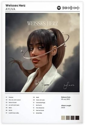 Ayliva Album-Poster, Weisses Herz, Leinwandposter, Schlafzimmer, Dekoration, Landschaft, Büro, Raumdekoration, Geschenk, 60 x 90 cm
