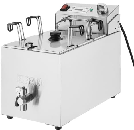 Buffalo Countertop Countertop Pasta Cooker, 8 Ltr | Provides rapid, even heat distribution for heavy-duty daily cooking in busy commercial catering environments.