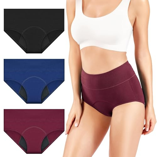 RFOGJV Periodenunterwäsche Baumwolle, Menstruationsunterwäsche – Speziell für Starke Regelblutung, 3er Pack, XL