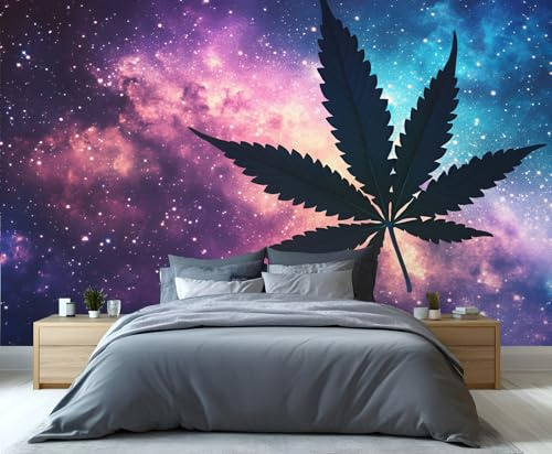 YXQAIED Galaxy-Tapete Blätter-Tapete für Schlafzimmer, Sternenhimmel, Wohnzimmer, Tapeten, 3D-Fototapeten für Badezimmer, Hotel, Wohnungen, 300 x 210 cm (nicht abziehen und aufkleben)