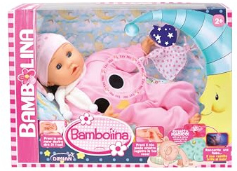 Pioupiou et Merveilles Dimian – Bambuspuppe Gute Nacht – 42 cm – Puppe mit Nachtmütze – Schnuller zum Nachspielen der Schlafenszeit – Sängerin und Wiegenlied mit 50 aufgezeichneten Wörtern