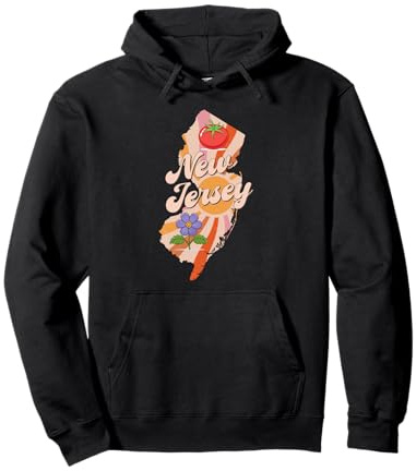 New Jersey State Map Retro Tomato Violet Symbol Pullover Hoodie