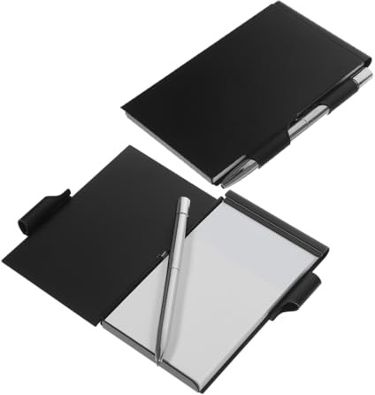 ZUNOXAZ Mini Notizblock mit Aluminium hülle und Kugelschreiber Kompakter Robuster Notizblock für Büro Reise und Schule Kleines Metall notizheft mit Wiederbefüllbarem Journal