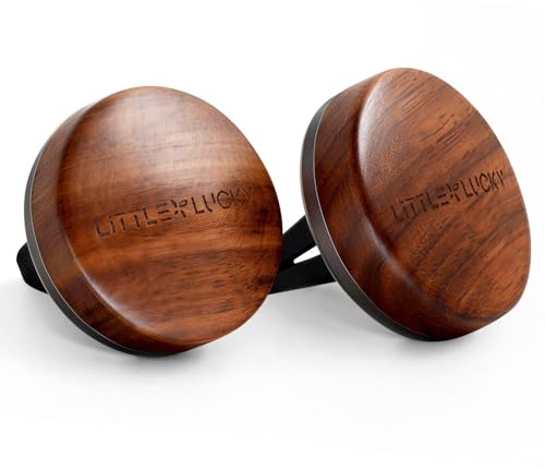 Littlelucky Car Air Freshener Vent Clip - 2Pcs Natural Wood Series Car Air Freshener with 4 Pieces Scent Refills and 2 Natural Plant Extracts Fragrance Long-lasting Fragrance for 30 Days（Brown）