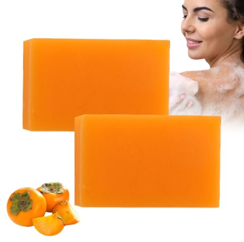 HQRKOTM 2 unidades Jabón de caqui,jabón natural de presión,jabon de persimon,elimina el olor corporal para hombres y mujeres,hidratante,jabón de baño blanqueador,limpieza profunda para rostro y cuerpo