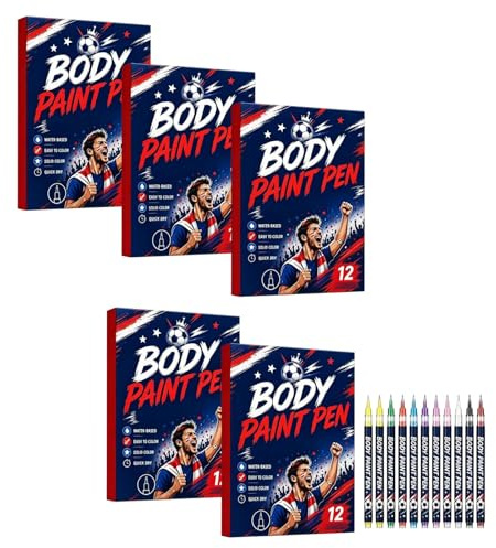 Stylos de Peinture pour le Visage Fluo Couleurs , Lavables Non Toxiques Bâton de Peinture au Néon UV, Pour Festival, Mardi Gras, Halloween, Maquillage，Stylos de peinture corporelle Coupe du monde
