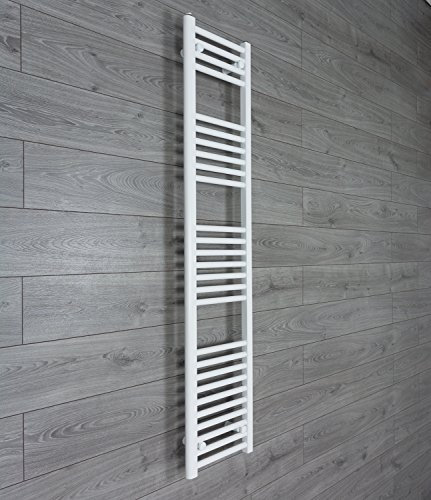 300mm Wide x 1600mm high Heated Towel Rail Straight Flat White Bathroom Warmer Radiator Rack Central Heating