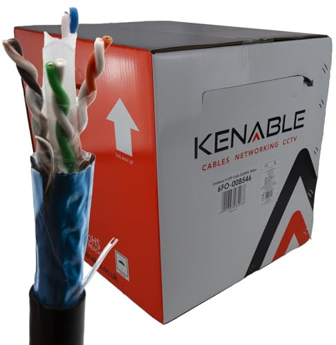 kenable External Shielded CAT6 Outdoor Use Copper Ethernet Cable FTP Reel 305m [305 metres] for Outside Garden Rooms/CCTV and Gate Control