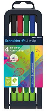 Schneider 191094 Line-Up 4er-Box Fineliner Schwarz, Rot, Blau, Grün 0.4mm 4St.