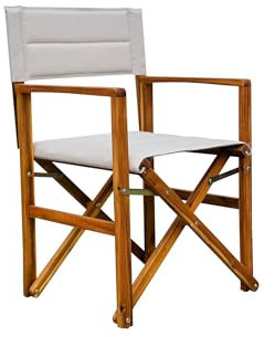 PLOß Regiestuhl und hochwertiger Angelstuhl in Creme/Natur, Regie-Sessel aus Akazie Holz, stilvoller und hochwertiger Campingstuhl von Ploss