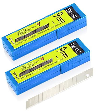 Winjun 100pc in acciaio al carbonio 9mm Snap Off Cutter Lame di ricambio Lame per coltelli artigianali Hobby Carpet Knife Craft Knife
