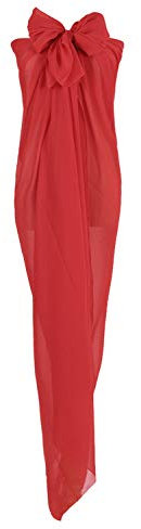 PB-SOAR XXL Damen Einfarbig Sarong Pareo Strandtuch Wickeltuch Bikini Cover up Wickelrock Multifunktions, Weich und Leicht (Rot)