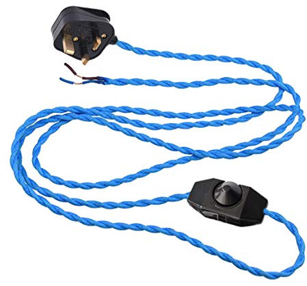 1.8 Meter Length Cord w/Plug Attached and In Line Dimmer Switch, 11 Color Options, Twisted Wire Cordset, Vintage Re-Wire Kit, Lamp Electrical Cord