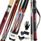 Tai ba cues 2-teiliger Billard-Queuestab + Hartschalenkoffer, 13 mm Spitze, 147,3 cm, Hartholz kanadischer Ahorn, professioneller Billard-Queuestab 18,19,20,21,22 g (wählbar), Blau, Schwarz, Rot,