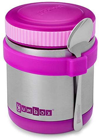 Yumbox Zuppa - Wide Mouth Thermal Food Jar 14 oz. (1.75 cups) with utensil band - Triple Insulated Stainless Steel - Stays Hot 6 Hours or Cold for 12 Hours - Leak Proof (Bijoux Purple)