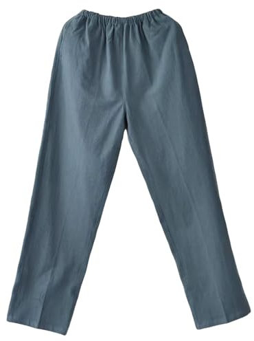 Herren Damen Haremshose Aladinhose - Chinesisch Retro Stil Weite Beine Yogahose Pilates Kampfsport Kung Fu Tai Chi Thailändisch Freizeit Knickerbocker Ausgeleiert Training Hose (Grau, XXL)