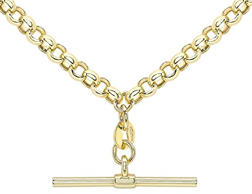 CARISSIMA Women's 9ct Yellow Gold Belcher Chain T-Bar Necklace - 46cm/18'