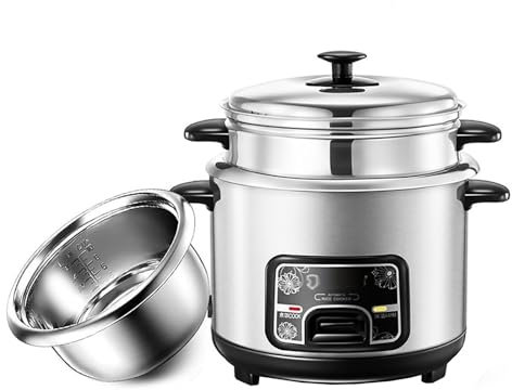 Olla arrocera electrica Olla arrocera (2 litros / 400W / 220V) Aislamiento inteligente for el hogar Multifunción 201 Acero inoxidable Olla interior Cuchara Vapor y tazas medidoras Los pequeños electro