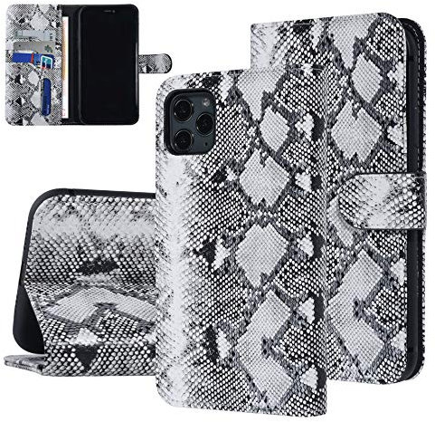 UNIQ Accessory Tasche Snake Book CASE 3D Schlangenhautmuster kompatibel mit iPhone 11 Pro Schwarz/Weiß