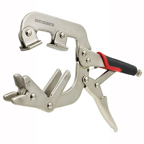 Monster & Master Welding Pipe Plier Clamp, Fast Release, C-Clamp Locking with Large V-Pads, 10-Inch (1-Piece), ATHUS-MM-WLP-S9