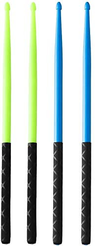 Nylon Drumsticks 5A 2 Paar mit Anti-Rutsch-Griffen für Trommel Leichte Haltbare Kunststoff Übung 2 Paar Drumsticks für Erwachsene Musikinstrument Percussion Zubehör (Grün und Blau)