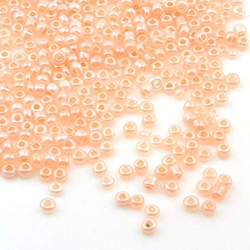 3300 Stück Glas Rocailles Perlen 3mm Ceylon, 7 Farben, 8/0, Pony Perlen, Ceylon gelüstert, Silky Seed Beads (Lachs)
