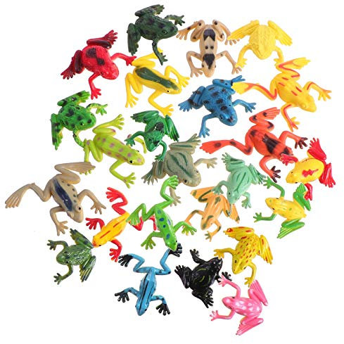Toddmomy 24pcs Kleine Frosch Figuren Simulation Dekoration Frösche Kröten Giftfrösche Kinder Weichen Frosch Dehnbaren Spielzeug Reptilien Spielfiguren Vorschule Kinder Lernspielzeug