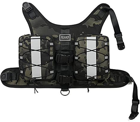 Hundesatteltaschen, verstellbare Hundeschultertasche, Satteltasche, Geschirr-Rucksack mit reflektierendem Band, zum Wandern, Wandern, Camping, für mittelgroße und große Hunde (L, Camouflage)