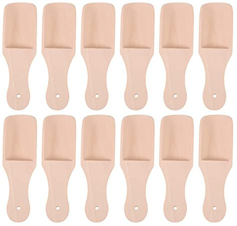 EXCEART 12 Stücke Mehlschaufel Teeschaufel Salzlöffel Tee Schäufelchen Gewürzschaufel Kaffeeschaufel Futterschaufel Mini Holz Schaufel für Kaffee Salz Gewürze Mehl Löffel