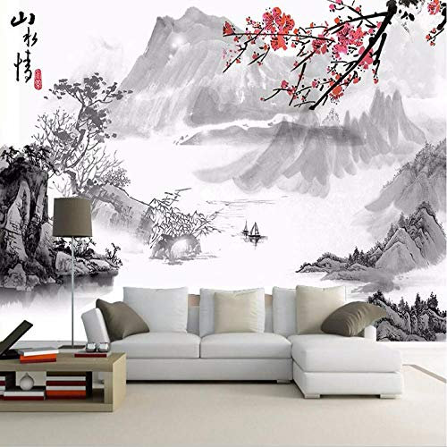 YXTSmurals Papier Peint Panoramique 3D Tapisserie Photo Murales Peinture Murale Rouge Plantes Montagnes Paysage Interieur Intissé Poster Geant Décor Mural Moderne