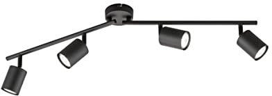 Fischer & Honsel | Deckenleuchte, Vano | sandschwarz| L: 79,00 cm, B: 8,00 cm,| Ausladung Decke: 13,00 cm| 4x GU10 max. 4,0W 3000 K | 1300 lm| EEG: G | 21137
