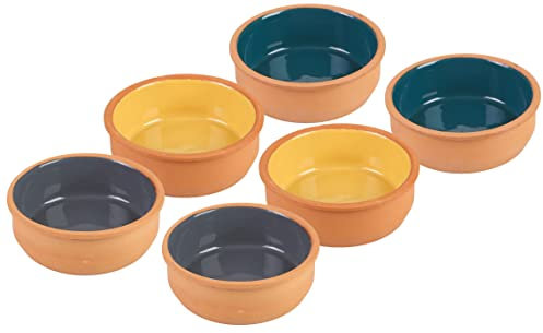 Tapas Schalen 11,5cm Terrakotta - 6 Stück - 3 Farben Sortiert - Auflaufförmchen Ramekin Dessertschalen