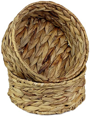 Kleine runde Körbe. Wasserhyazinthe, Aufbewahrung, natürliche, dekorative Geschenkbox, kleines Badezimmer-Mini-Tablett, Kosmetik, Badezimmer, Küche, Organizer (groß, 22 cm, 2 Korb)