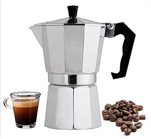 Italian Coffee Maker, 6Cup 450ml Espresso Cup Moka Pot with Detachable Body and Safety Valve Design, Single Pressure Valve, Triple Lift Extraction Pressure, for Cappuccino or Latte