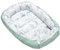 Medi Partners Babynest Nestchen für Neugeborene - 100x60x15 Babynestchen Baby zweiseitg Nest Bett 100% Baumwolle Waffel Kuschelnest tragbar (‎Ozean mit Minzer Waffel)