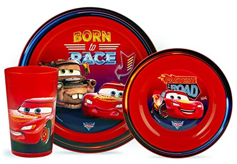 Lulabi Cars Neon Set 3 Pezzi Pappa, Bimbo, Polipropilene