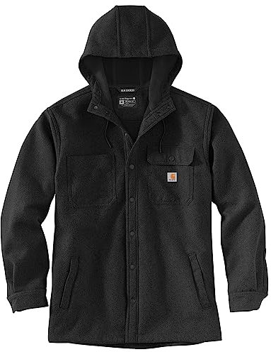 Carhartt Herren Rain Defender Relaxed Fit Heavyweight Hooded Shirt Jac Hemd mit Button-Down-Kragen, Schwarz, L