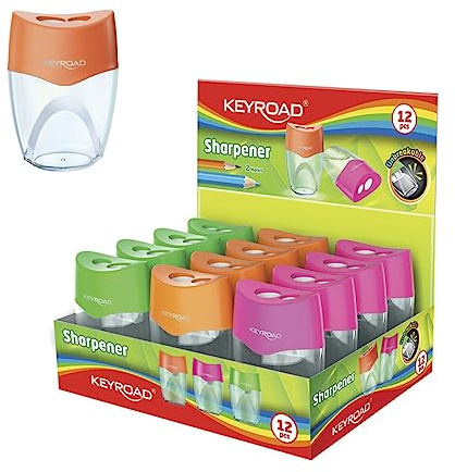 KEYROAD Ergonomischer Doppel-Anspitzer Unzerbrechlich / 12 Stück/Klingen aus Stahl/von Bleistiften und Buntstiften/Für Kindergarten Vorschule und Schule/Sharpener Spitzer