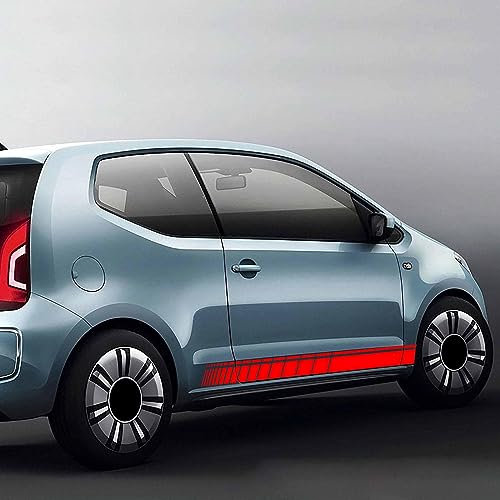 UNGOOR Auto Seitenschweller Aufkleber für VW Golf 5 6 7 Polo Passat Tiguan Scirocco CC Bora,Streifen Aufkleber Körper Dekor Grafiken Aufkleber Autozubehör,C-Red